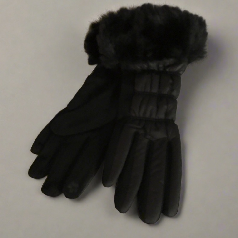 Ladies black Gloves with Fuzzy wrists